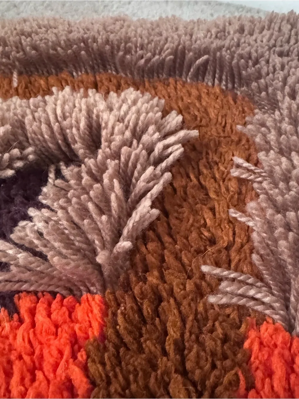 VTG Scandinavian Style Rya Shag Pile Rug Abstract Geometric Art Deco Design 70’s